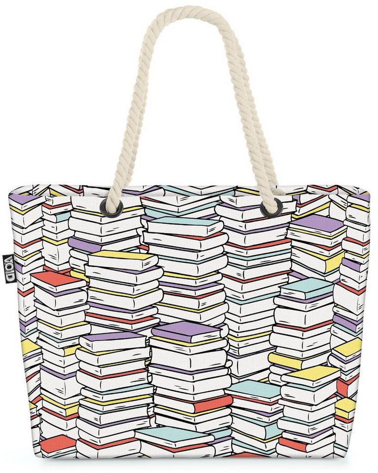 VOID Strandtasche (1-tlg), Bücherstapel Beach Bag Buch Bücher Bibliothek Schreibwaren Wohnzimmer Lesen Rom von VOID