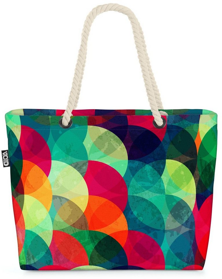 VOID Strandtasche (1-tlg), Bunte Kreise Beach Bag gemustert Kreise Bunt Muster Grafik Kunst Farben Malerei von VOID