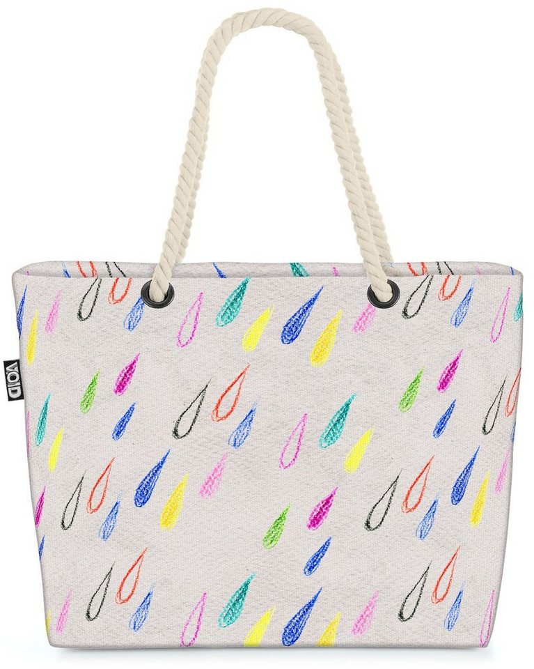 VOID Strandtasche (1-tlg), Bunte Regentropfen Beach Bag Kinder Kinderzimmer Zimmer gemalt malen Farben von VOID