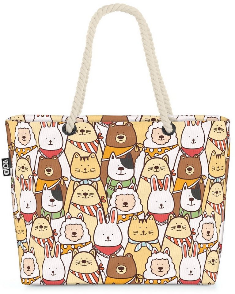 VOID Strandtasche (1-tlg), Cartoon Katzen Hasen Hunde Kinder Tiere Ostern Rasse Bär Haustier Nag von VOID