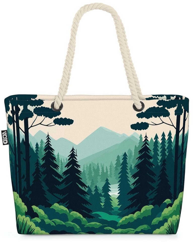 VOID Strandtasche (1-tlg), Cartoon Wald Landschaft grün zeichnung kinder kinderzimmer wald wälde von VOID