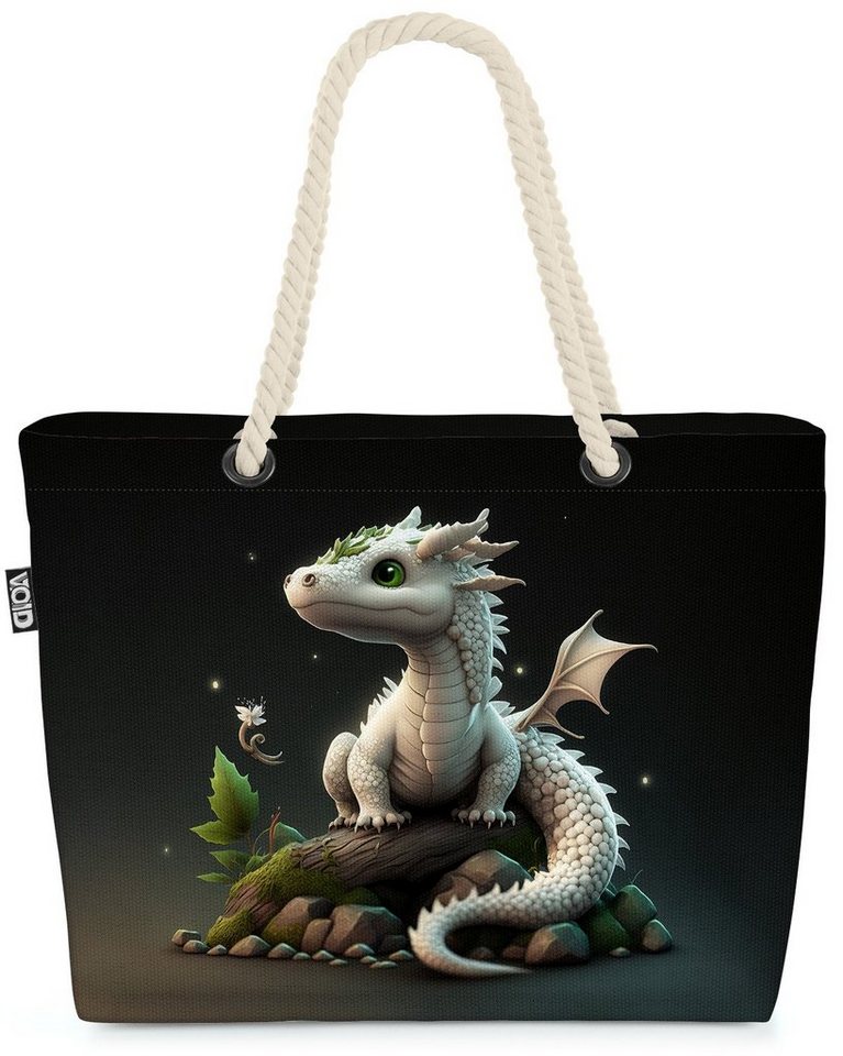 VOID Strandtasche (1-tlg), Drache Echse Märchen Kinder Baby Fantasie Tier Saurier Dino Dinosauri von VOID