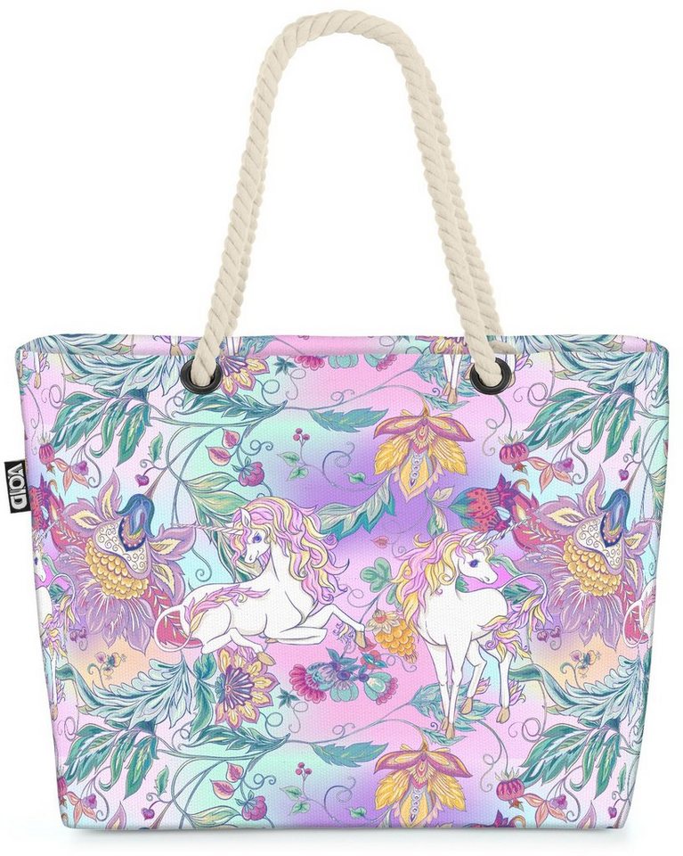 VOID Strandtasche (1-tlg), Einhörner Zauberwald Mädchen Einhorn Blumen Rosa Regenbogen Pferd Spi von VOID