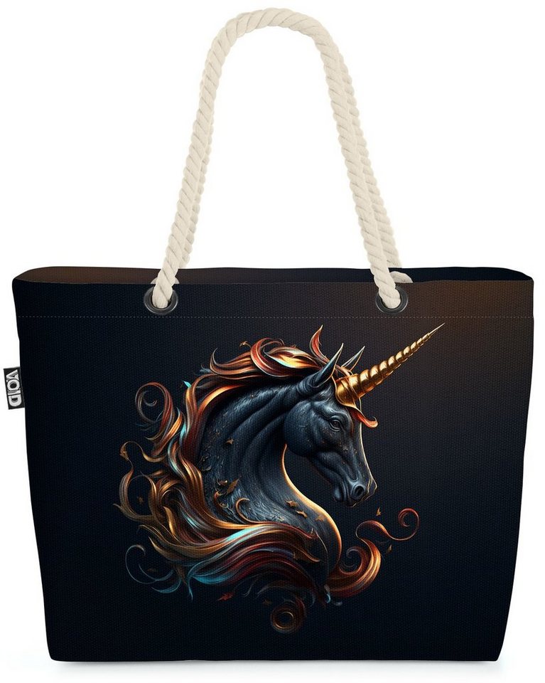 VOID Strandtasche (1-tlg), Einhorn Statue Pferd Fantasy Mädchen Gold Märchen traumwelt fabelwese von VOID