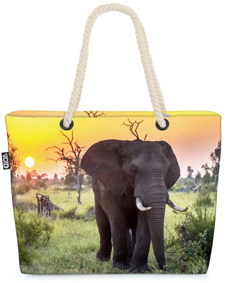 VOID Strandtasche (1-tlg), Elefant Sonnenuntergang Beach Bag Elefant Afrika Safari Dschungel Zoo Rüssel von VOID