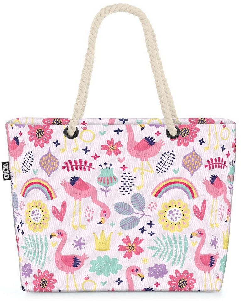 VOID Strandtasche (1-tlg), Flamingo Safari Beach Bag Vogel Regenbogen Kinder Kinderzimmer Mädche von VOID
