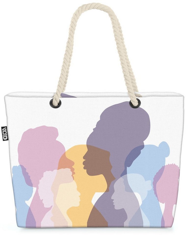 VOID Strandtasche (1-tlg), Frauen Köpfe Bunt frau international feminismus silhouette frühling m von VOID