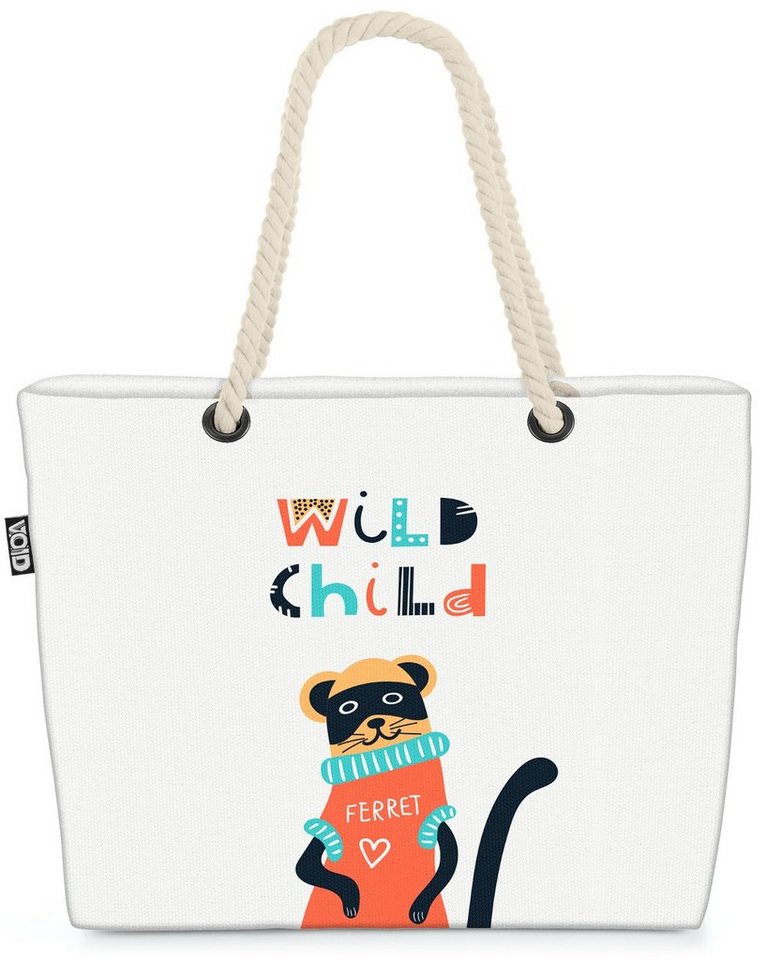 VOID Strandtasche (1-tlg), Frettchen Wild Child Tier Kinder Cartoon Spielzeug Spielzimmer Kinder von VOID