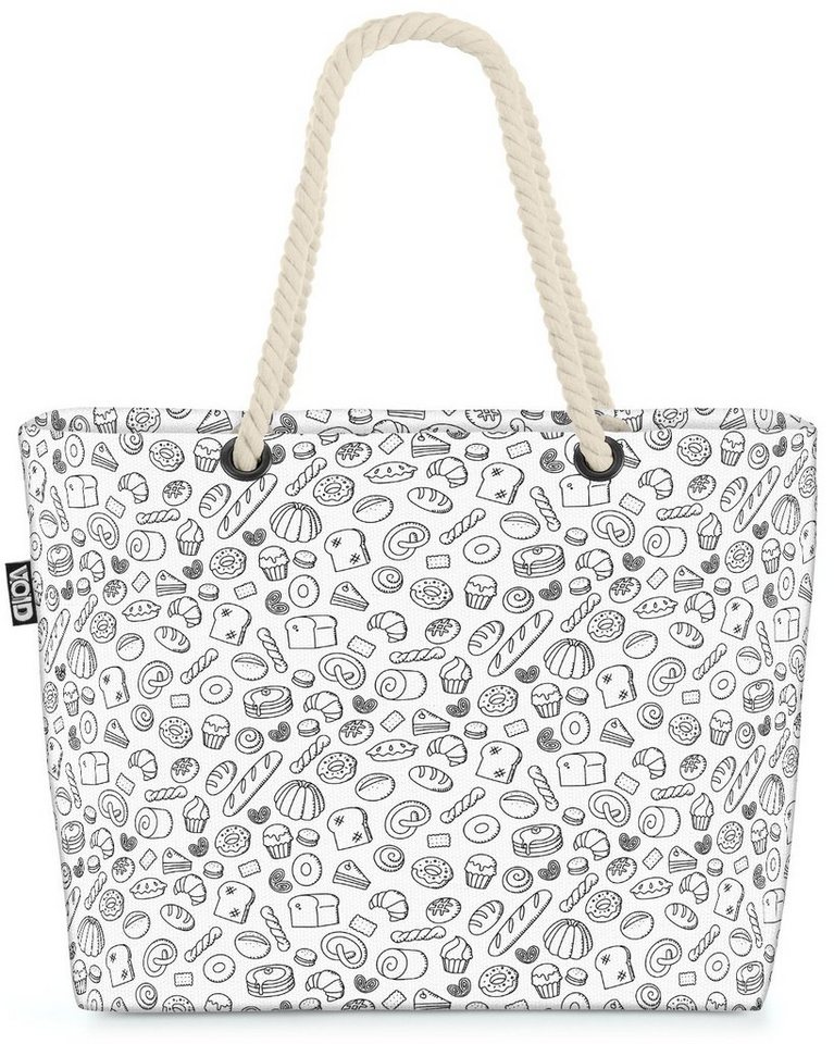 VOID Strandtasche (1-tlg), Gebäck Bäckerei Beach Bag Zeichnung Breze Essen Lebensmitel Bäcker Backen Koch von VOID