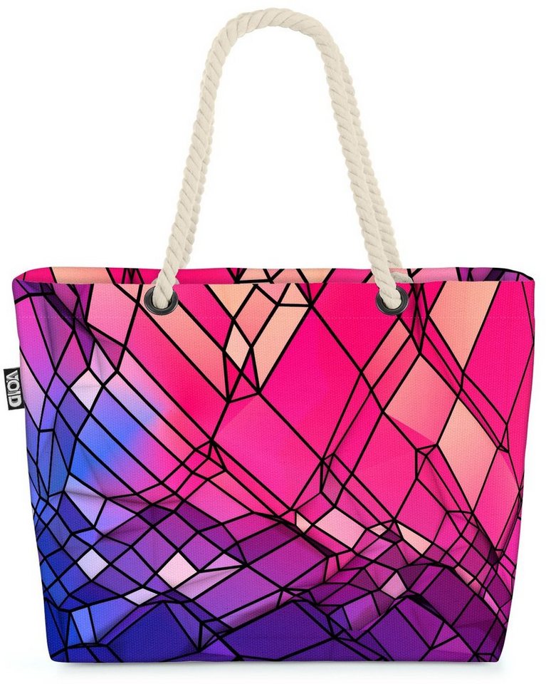 VOID Strandtasche (1-tlg), Geometrisches Muster Pink Beach Bag gemustert Quadrate abstrakt Blau Rosa von VOID