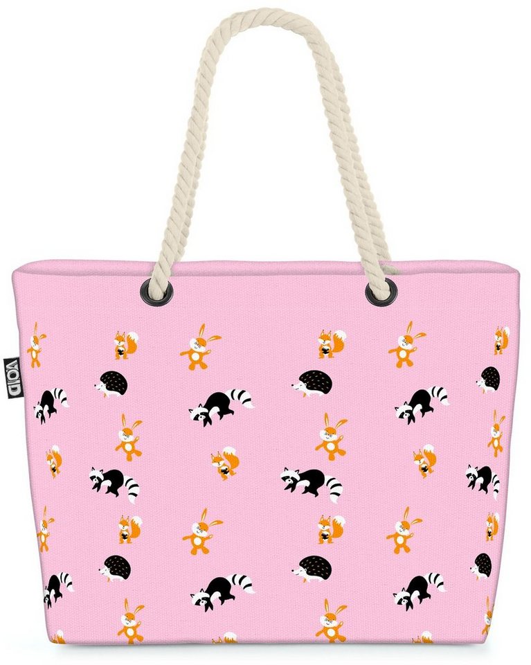 VOID Strandtasche (1-tlg), Hase Igel Waschbär Beach Bag Kinder Kinderzimmer Tiere Muster Ostern Sommer von VOID