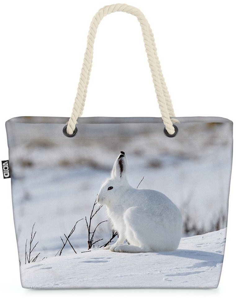 VOID Strandtasche (1-tlg), Hase Schnee Schneehase Winter Tier berg hase portrait schnee säugetie von VOID