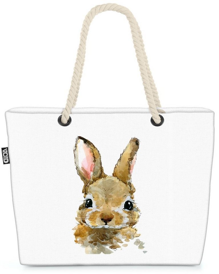 VOID Strandtasche (1-tlg), Hase Tiere Kinder Tierbaby Hase Häschen Osterhase Nagetier Ostern Tie von VOID