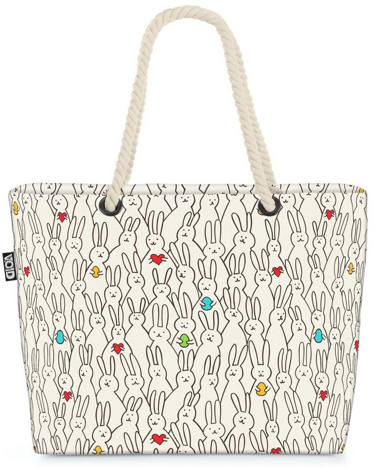 VOID Strandtasche (1-tlg), Hasen Herzen Ostern Ostern Hasen kustig Zeichnung Kinder süß Sommer F von VOID