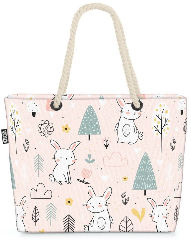 VOID Strandtasche (1-tlg), Hasen Kinder Wald Wiese Hase süß Ostern Wiese Blumen Kinder Tiere Kin von VOID