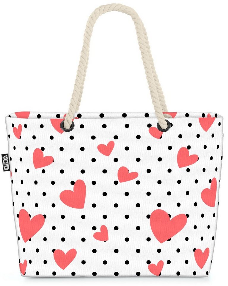 VOID Strandtasche (1-tlg), Herzpaare Liebe Romantik Herzpaare Liebe Romantik Valentinstag Herzen von VOID