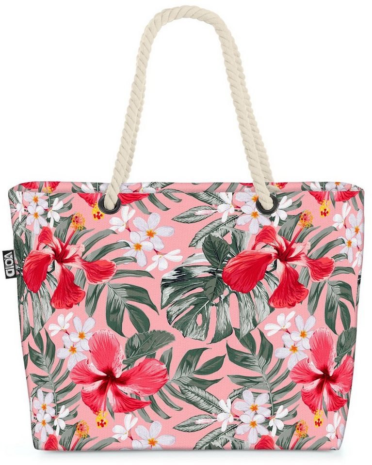 VOID Strandtasche (1-tlg), Hibiskus Monstera Blumen hibiscus frangipani blumen geblümt blumenmus von VOID