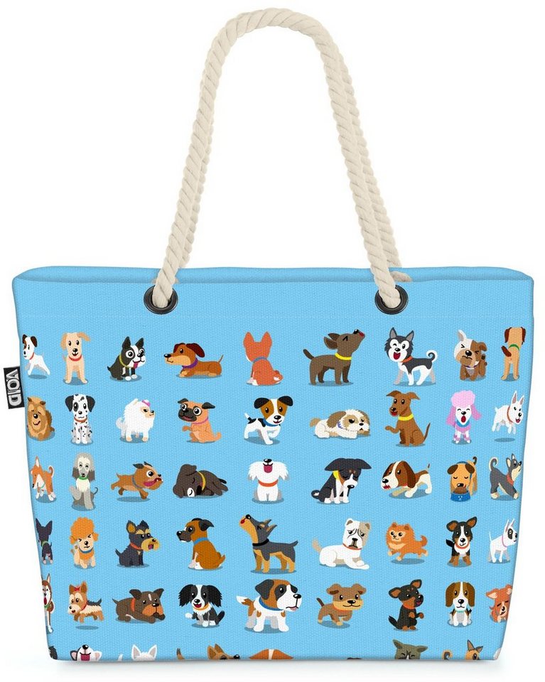 VOID Strandtasche (1-tlg), Hundewelpen Comic blau Beach Bag Hunde Hündchen Welpen Haustier Tiere Kinder von VOID