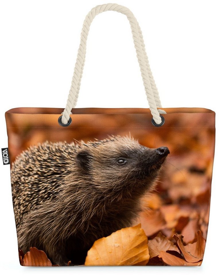 VOID Strandtasche (1-tlg), Igel Herbst Laub Blätter Garten Haustier Ostern Wandern Natur kinder von VOID