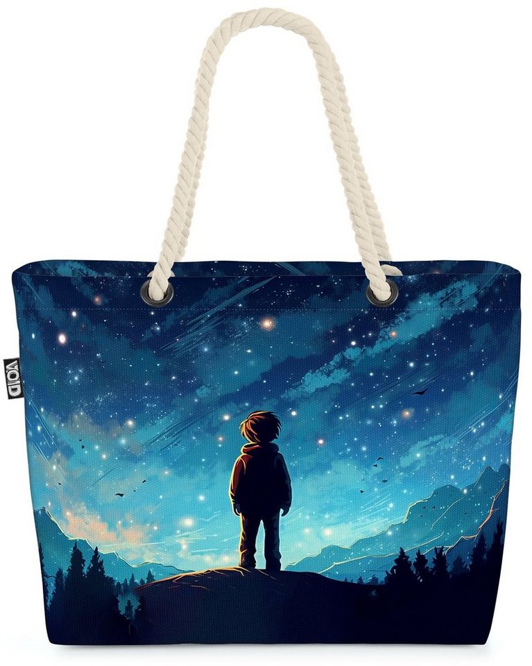 VOID Strandtasche (1-tlg), Junge Nachthimmel Mond nacht junge himmel kinder kinderzimmer sterne von VOID