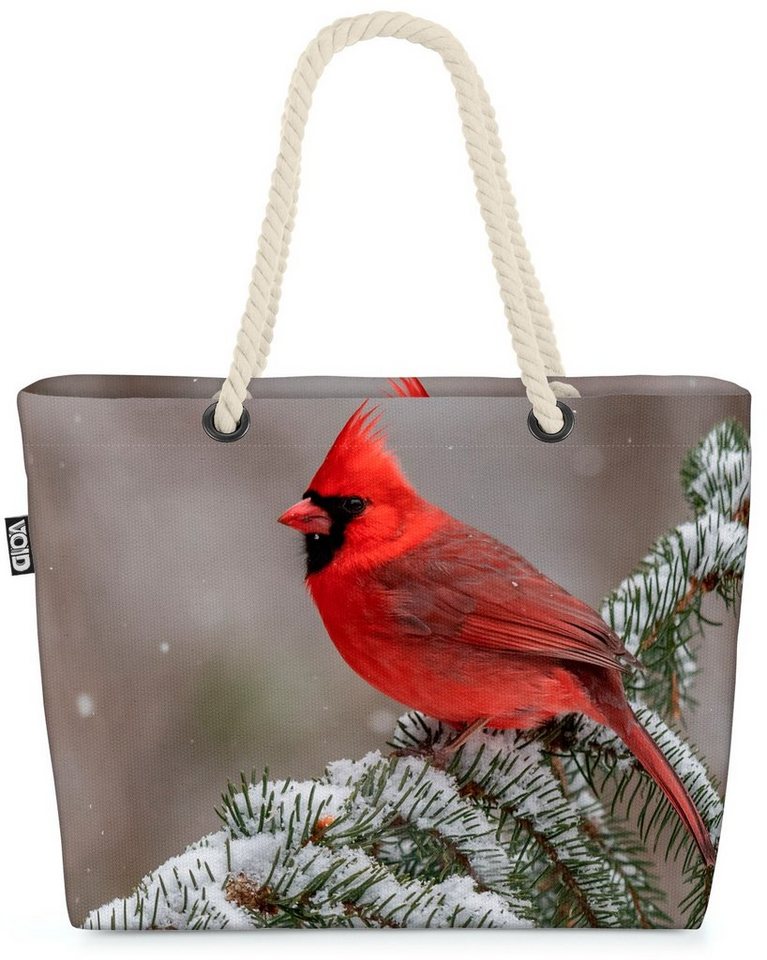 VOID Strandtasche (1-tlg), Kardinal Vogel Natur Kardinal Vogel Natur rot Tiere Wandern Ausflug R von VOID