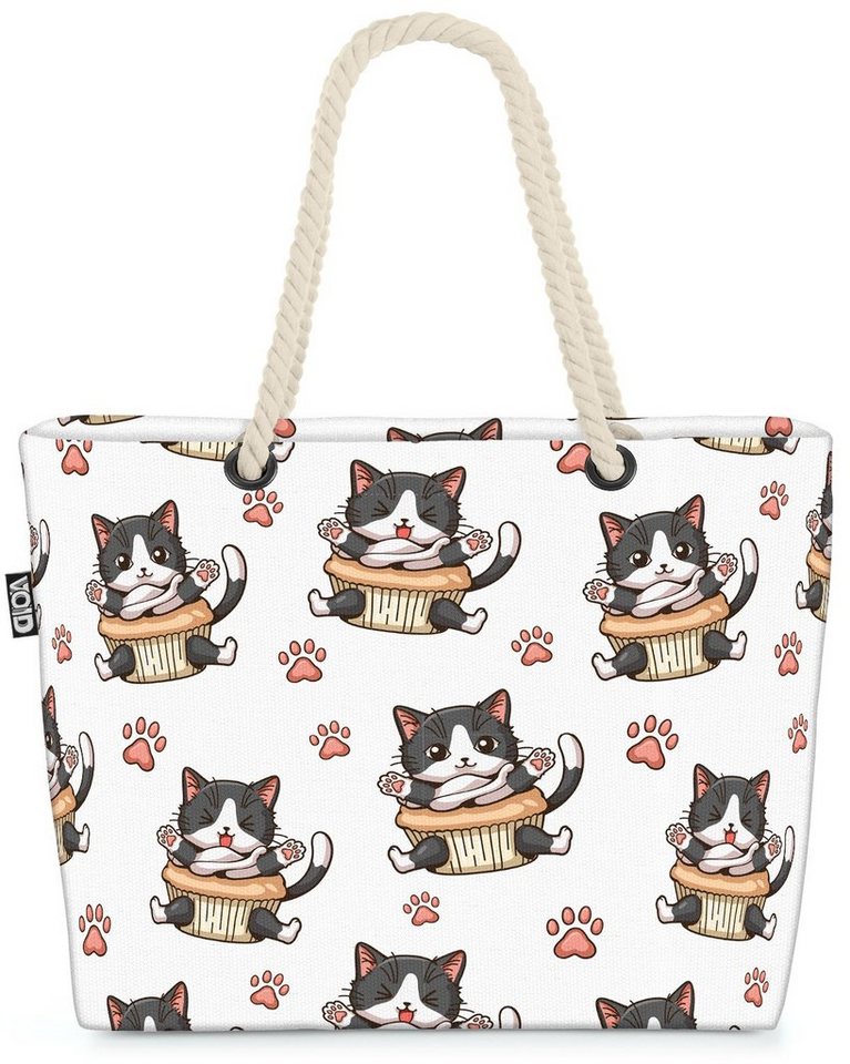 VOID Strandtasche (1-tlg), Katze Cupcake Kuchen Japan Manga Sushi Kätzchen japanisch china chine von VOID