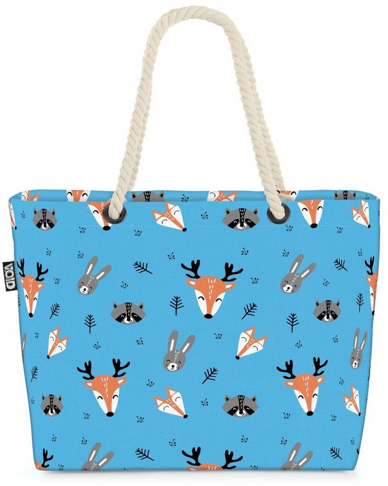 VOID Strandtasche (1-tlg), Kinder lustige Tiere Beach Bag Wald-Tiere Zoo Wandern Kinder Muster Märchen von VOID