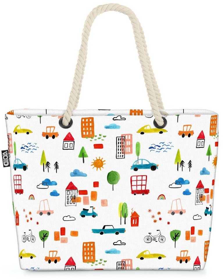 VOID Strandtasche (1-tlg), Kinderstadt Auto Beach Bag Kinder Kinderzimmer Fahrrad Haus Spielzeug Jungen von VOID