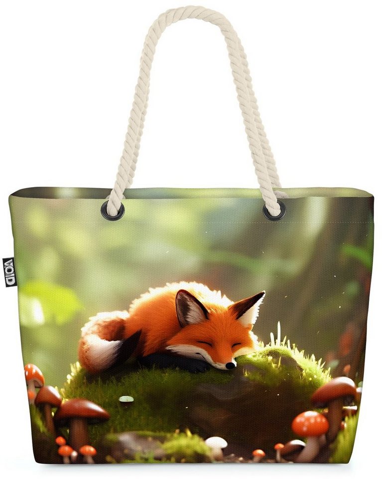 VOID Strandtasche (1-tlg), Kleiner Fuchs Wald Kinder Pilze Baby Comic Zeichentrick hase märchen von VOID