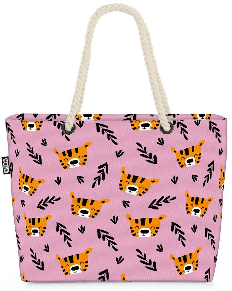 VOID Strandtasche (1-tlg), Kleiner Tiger rosa Beach Bag Dschungel Kinder Katze Afrika Urwald Zoo Baby von VOID