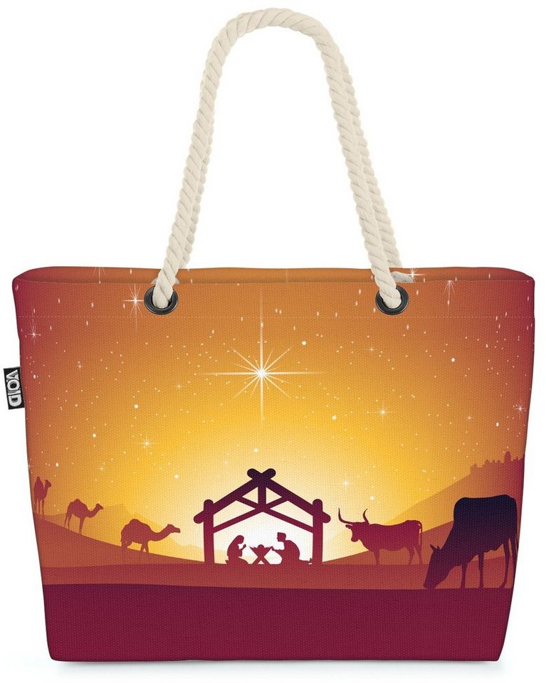 VOID Strandtasche (1-tlg), Krippe Maria Josef Beach Bag Krippe Jesus Heilig Abend Stall Weihnachtskrippe W von VOID