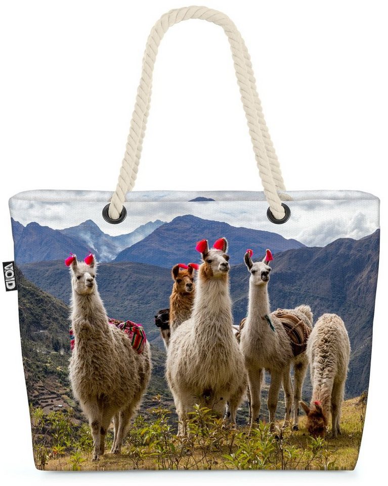 VOID Strandtasche (1-tlg), Lamas Anden Beach Bag Peru Wandern Tiere Berge Landschaft Alpaka Urlaub Reiten von VOID