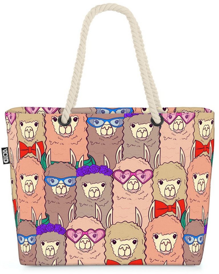 VOID Strandtasche (1-tlg), Lamas Comic Liebe Tiere Schaf Kinder Zeichentrick Wolle Hof Streichel von VOID