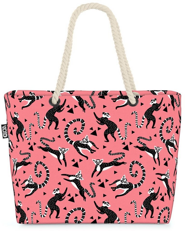 VOID Strandtasche (1-tlg), Lemuren Safari Beach Bag Affen Dschungel Urwald Kinder Zoo Afrika Urlaub Reise von VOID