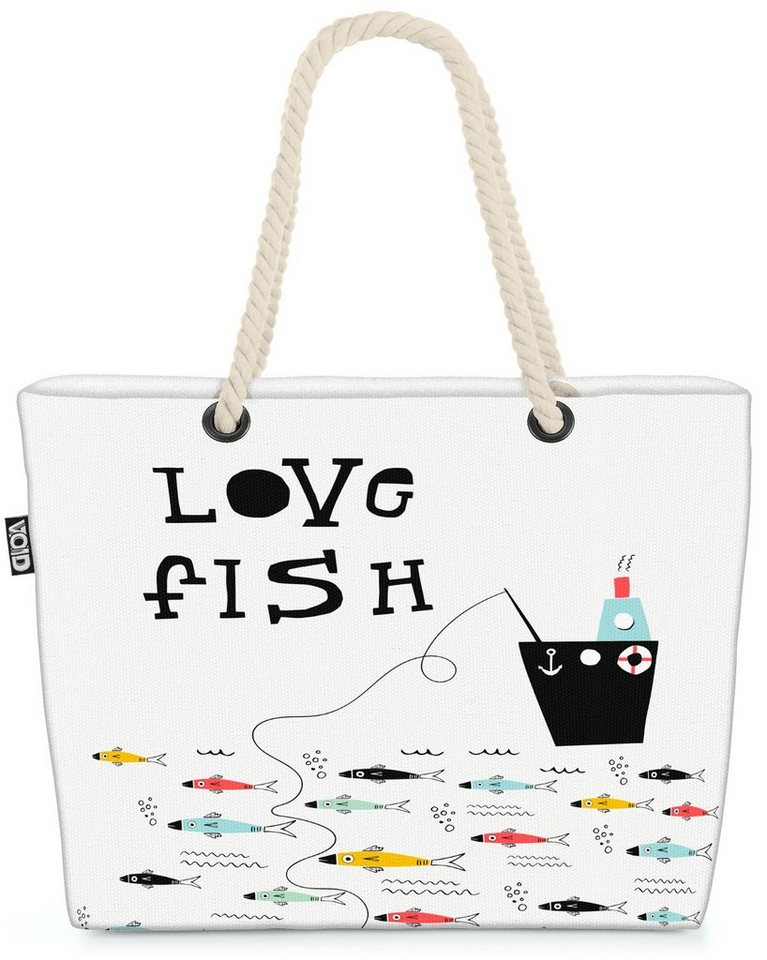 VOID Strandtasche (1-tlg), Love Angeln Fische Meer Angeln Fische Meer Skandinavisches Design Sch von VOID