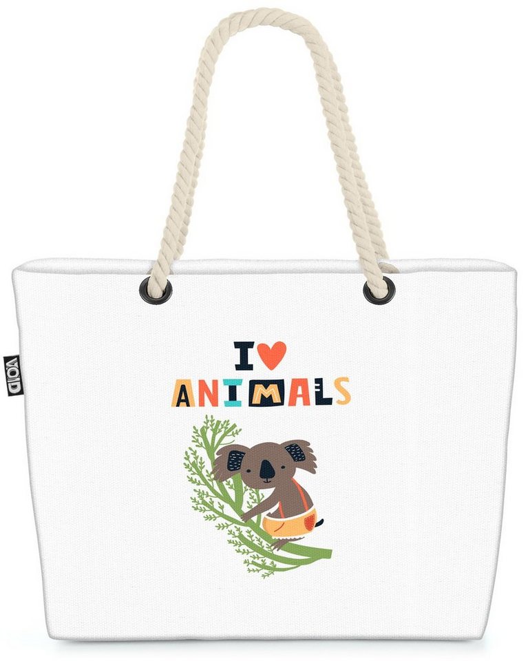 VOID Strandtasche (1-tlg), Love Animals Koala Tiere Kinder Kinderzimmer Skandinavien Haustiere H von VOID