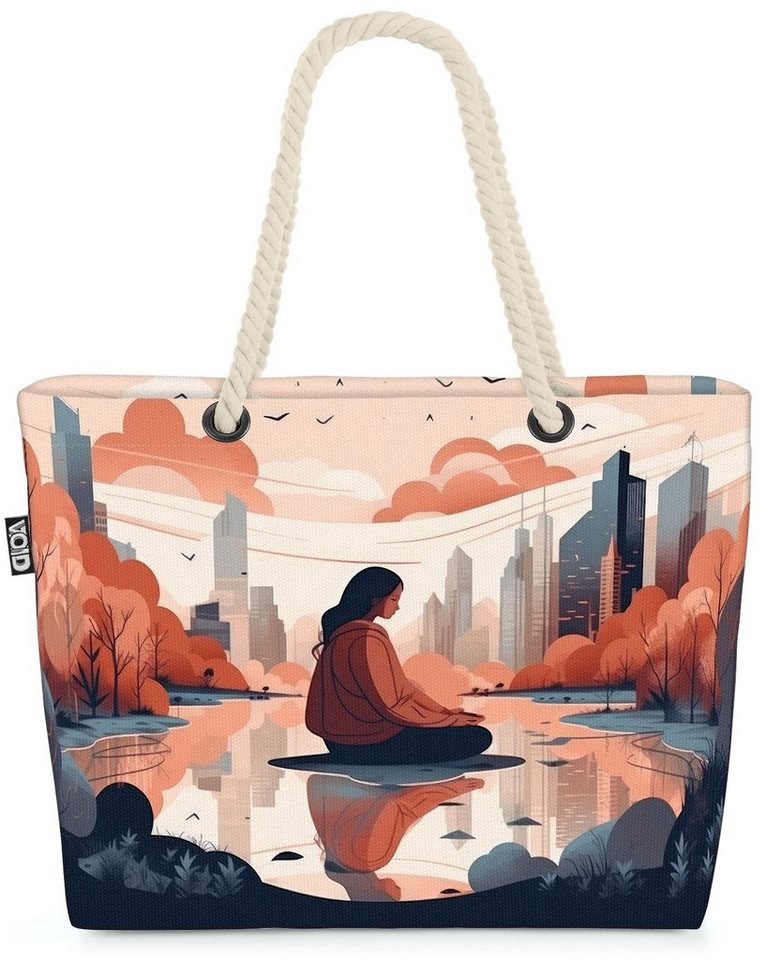 VOID Strandtasche (1-tlg), Meditation Frau See Yoga asien japan yoga kurs ying yang teich garten von VOID