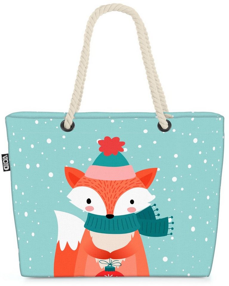 VOID Strandtasche (1-tlg), Merry Christmas Fuchs Tier Merry Christmas Fuchs Tier Weihnachten Tie von VOID