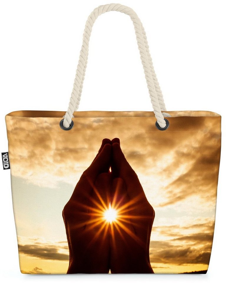 VOID Strandtasche (1-tlg), Namaste Hände Namaste Spirituelle Hände Yoga Sonne Sonnenaufgang Ents von VOID