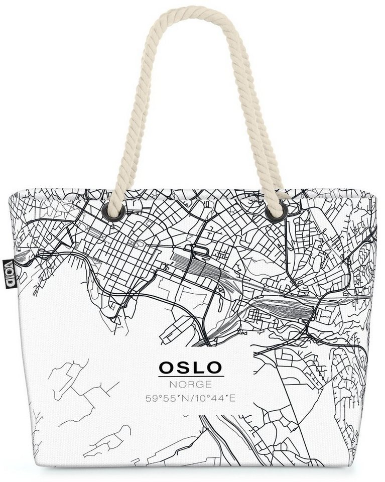 VOID Strandtasche (1-tlg), Oslo Karte Beach Bag landkarte oslo norge skandinavien nordisch skandinavisch von VOID