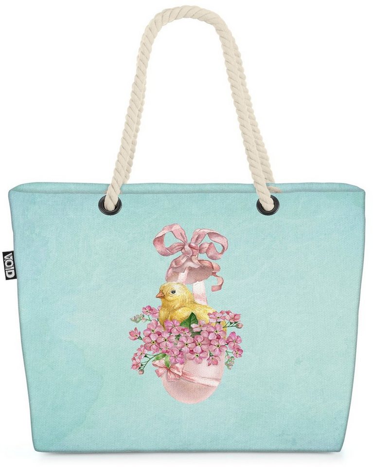 VOID Strandtasche (1-tlg), Osterküken Osterei Blumen Tasche Einkaufstasche Ostern Beach Bag von VOID