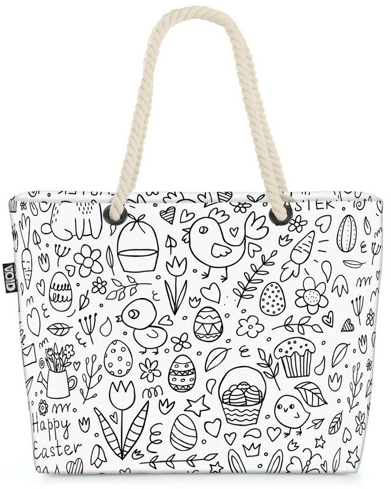 VOID Strandtasche (1-tlg), Ostern Küken Hase Eier Ostern Kinder Zeichnung Eier Osterhase Geschen von VOID