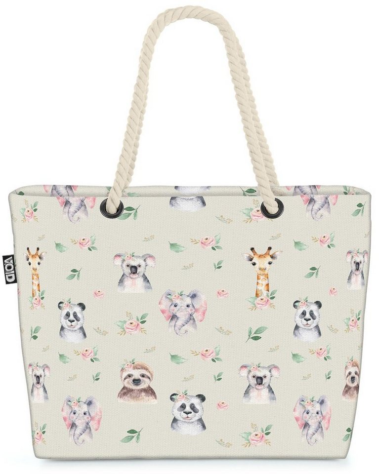 VOID Strandtasche (1-tlg), Panda Giraffe Blumen Beach Bag Asien Afrika Safari Dschungel Bär Zoo Blumen von VOID