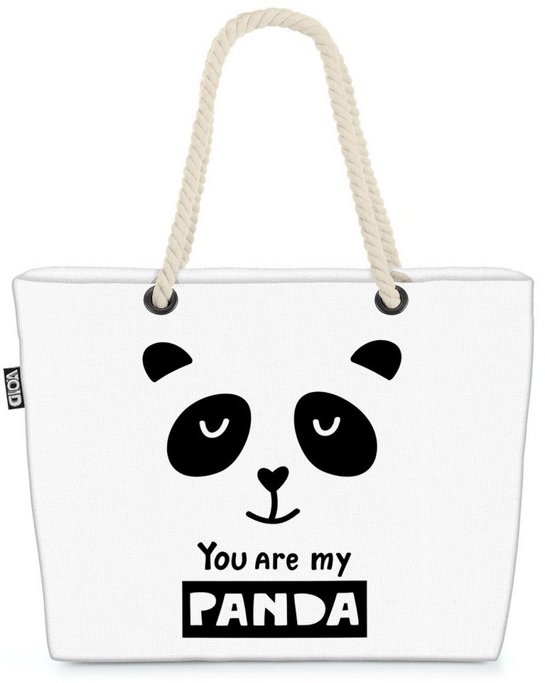 VOID Strandtasche (1-tlg), Panda Kinder Cartoon Spruch Karte Tier Cartoon Grafik Schwarz Weiss Z von VOID