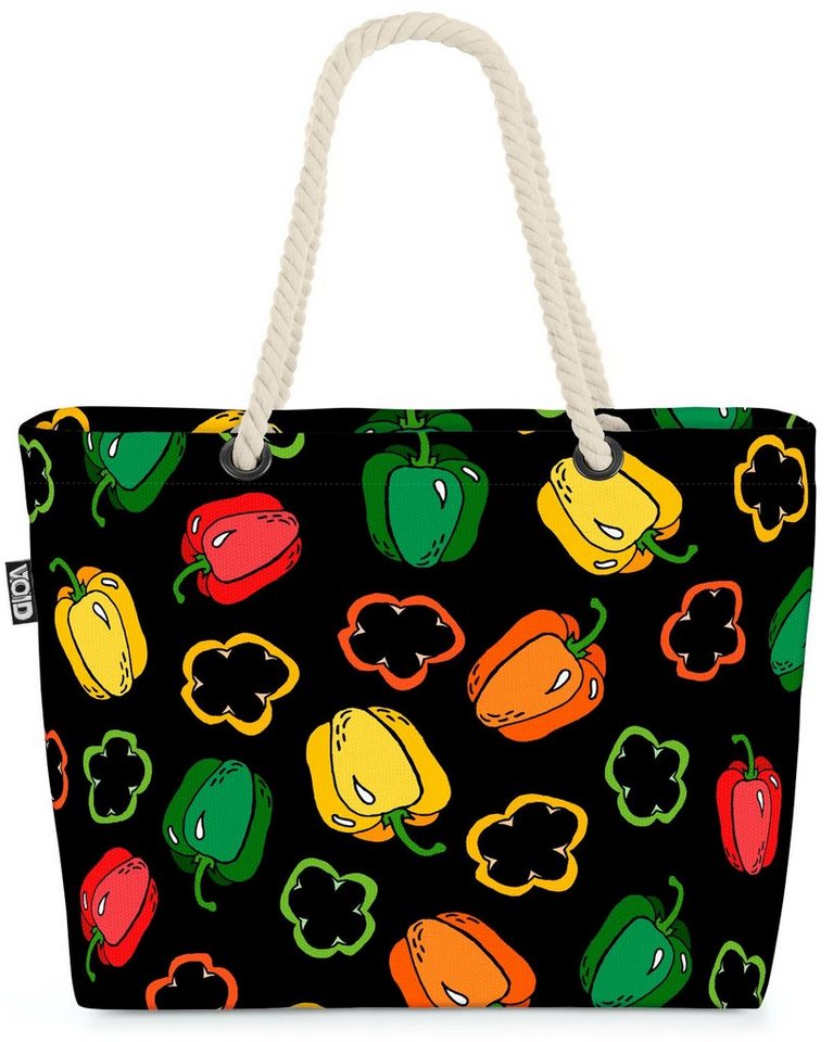 VOID Strandtasche (1-tlg), Paprika Essen Gemüse Cartoon Paprika Essen Gemüse Cartoon Kochen Küch von VOID