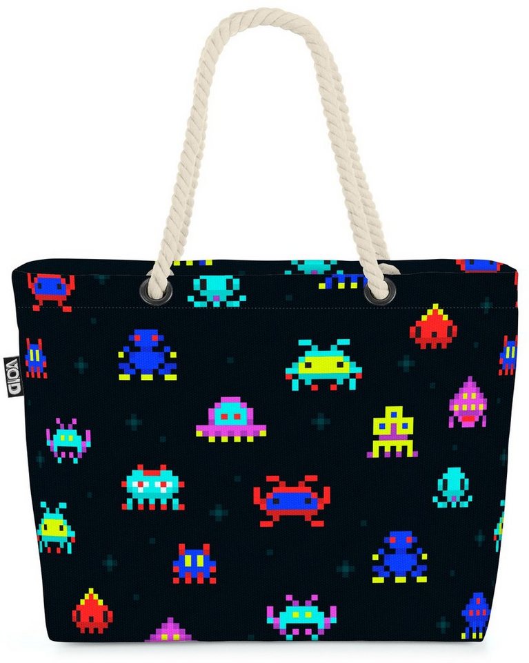 VOID Strandtasche (1-tlg), Pixel Invaders Retro Game Pixel Invaders Retro Game Gamer Space Video von VOID