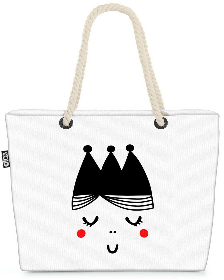 VOID Strandtasche (1-tlg), Prinzessin Mädchen Cartoon Karte Tier Cartoon Grafik Schwarz Weiss Ze von VOID