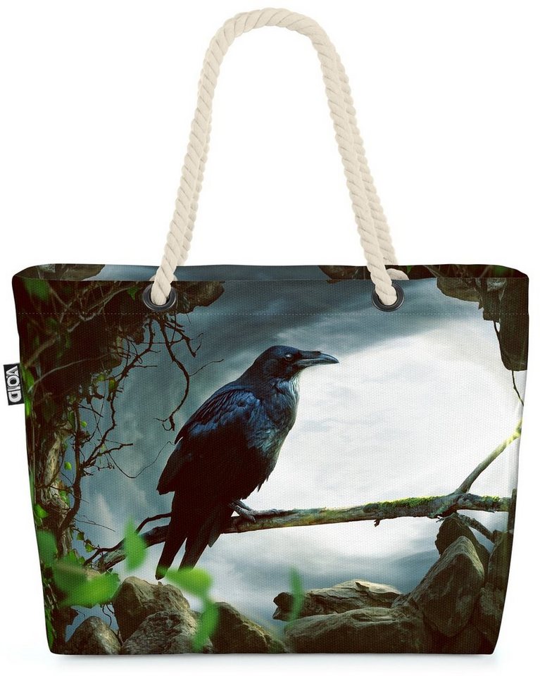 VOID Strandtasche (1-tlg), Rabe Wald Nest Höhle Halloween Tier Vogel Krabbat Mythologie Zauberer von VOID