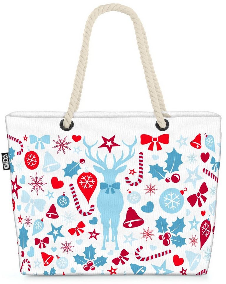 VOID Strandtasche (1-tlg), Rentier Geschenke Sterne Beach Bag Winter Dekoration Deko Rentier Weihnachten N von VOID