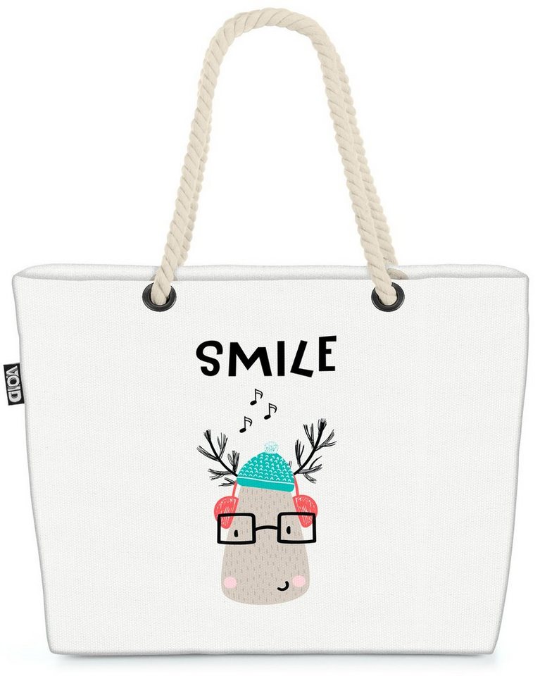 VOID Strandtasche (1-tlg), Rentier Smile Winter Rentier Smile Winter Tier Kinderzimmer Kinder Ze von VOID